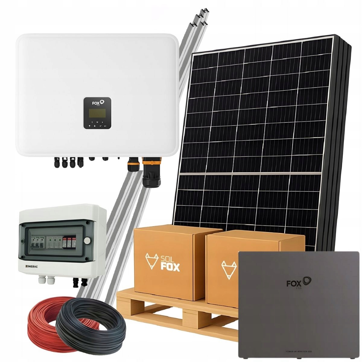 Fotovoltaická sada Pv 8 kW Solární panely Longi Měnič skladu FoxESS