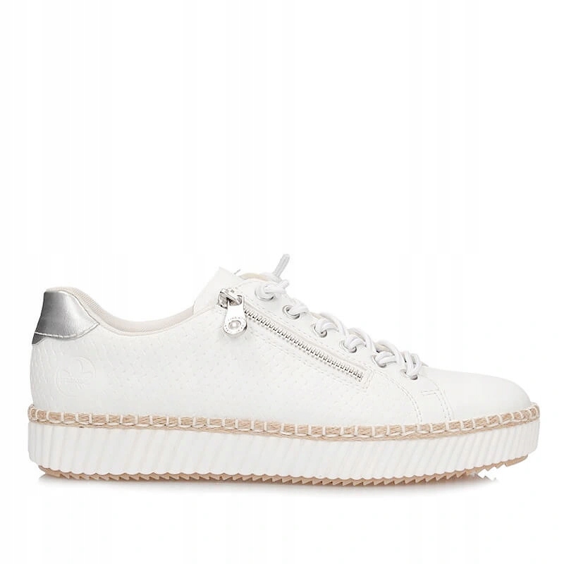 Tenisky Rieker M2940-80 bílé polobotky na zip s perforací