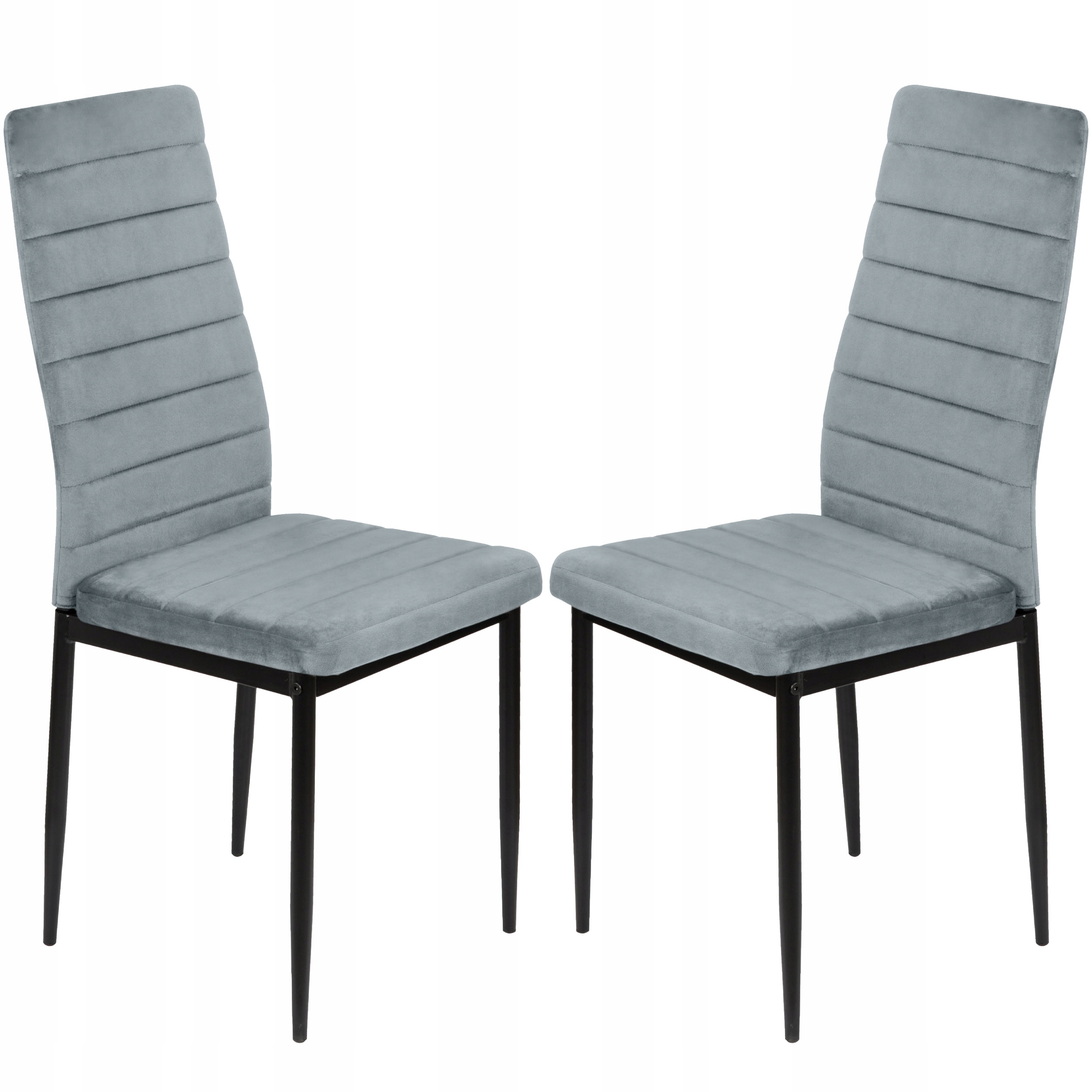 2 x Krzesło Jasno Szare Welur Velvet Tapicerowane Jadalnia Biuro Vito