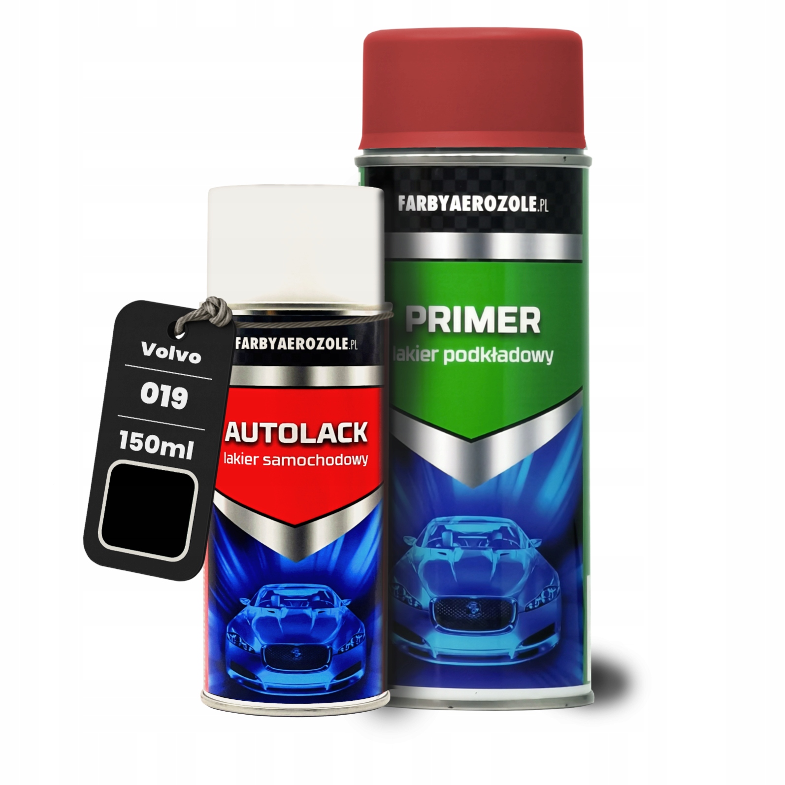 Zestaw 2w1 Volvo 019 Black Stone Lakier w Sprayu 150ml Podkład 400ml