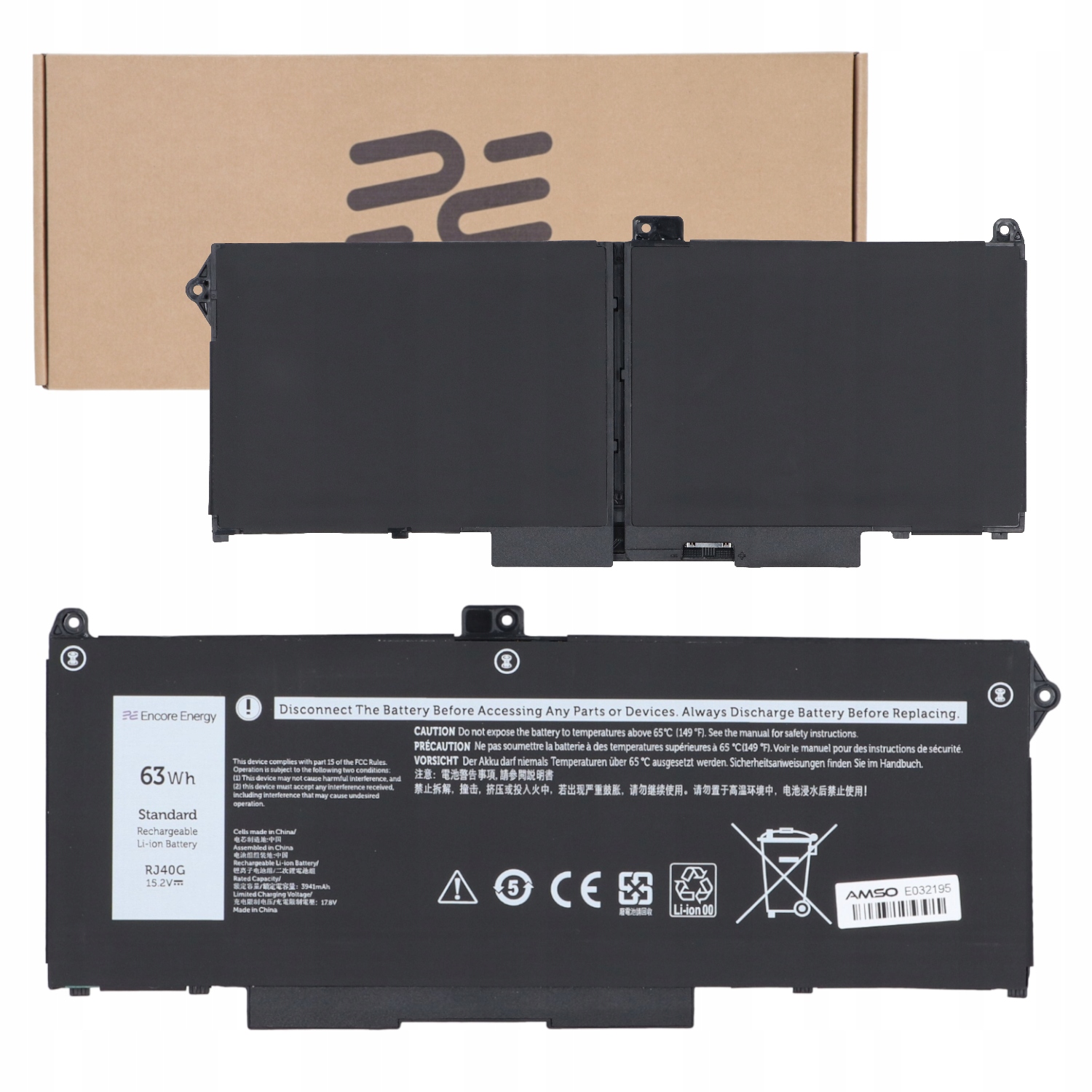 Bateria RJ40G do Dell Latitude 5420 5520 Precision 3560 63Wh Encore Energy