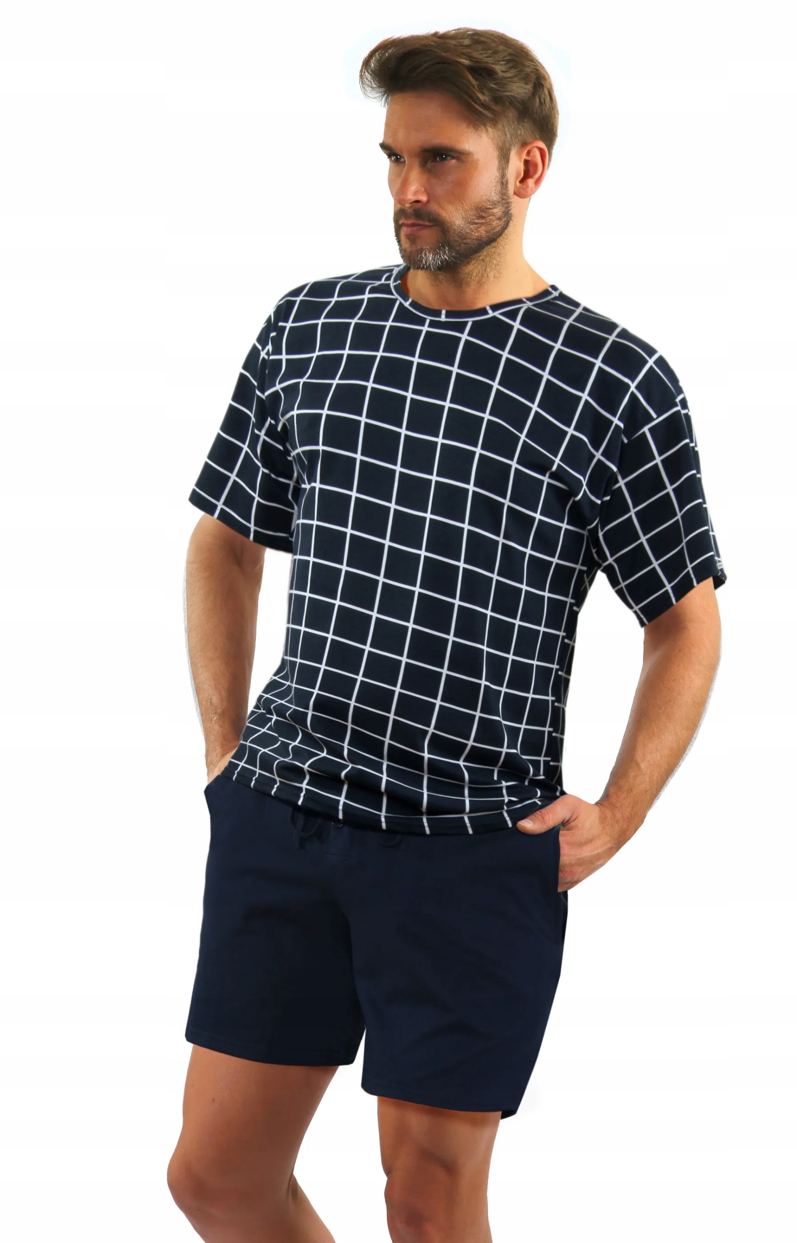 Sesto Senso Pánské pyžamo Krátké 2485/02 námořnická modrá 4XL