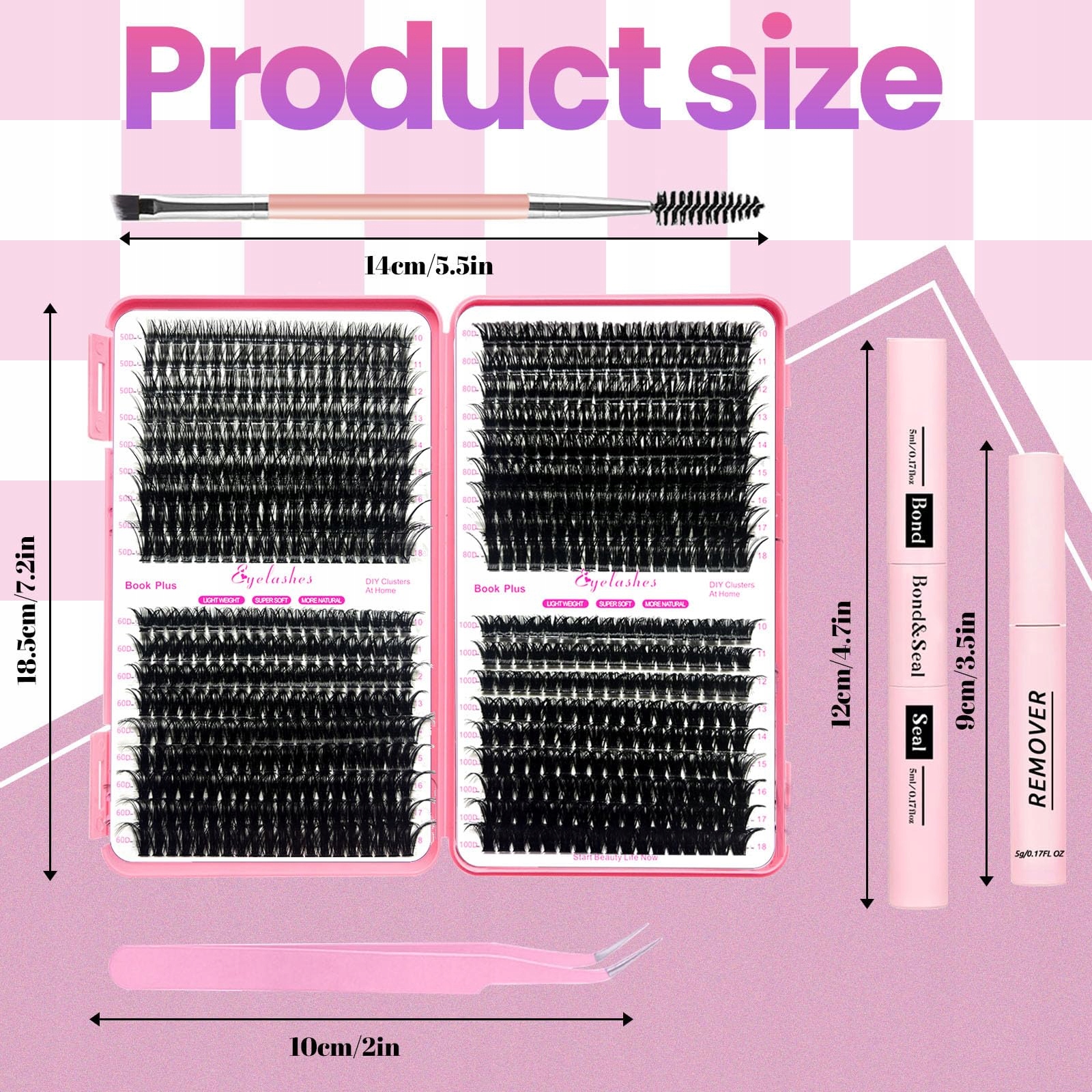 QIVEAORY Zestaw Do Przedłużania Rzęs DIY 684szt Kępki Rzęs D Curl — miniatura 7