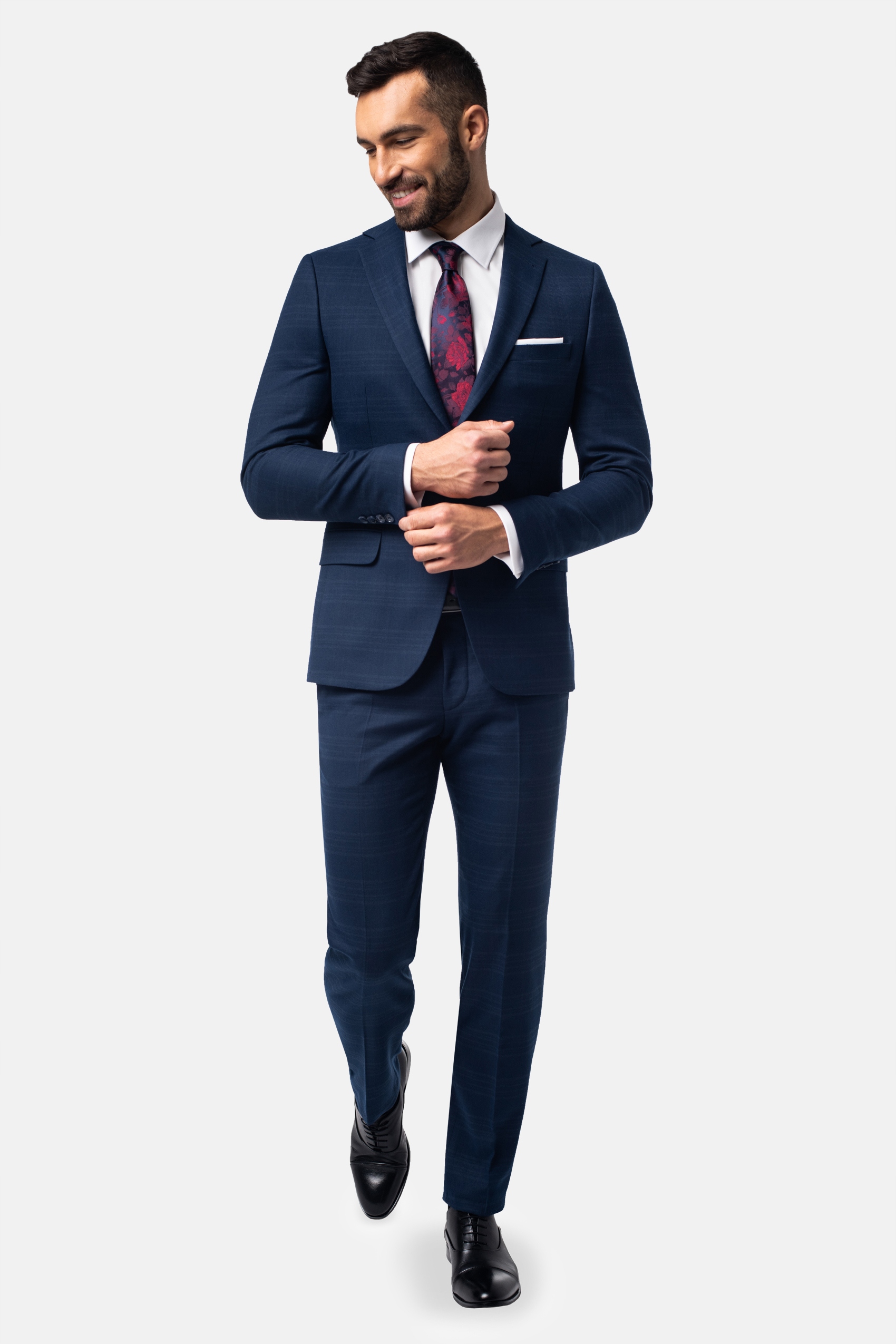 Garnitur Męski W Kratę Salers Slim Fit 164 108 98