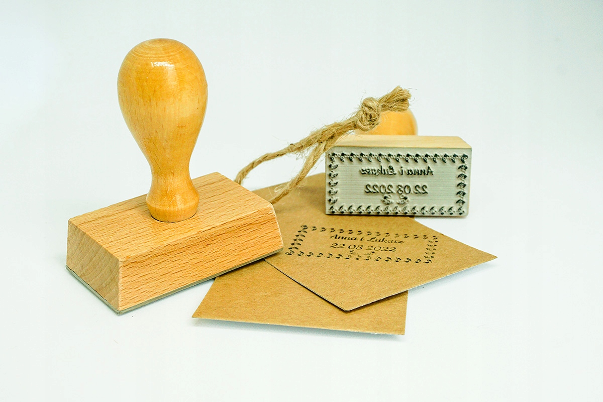 Pieczęć Stempel 50x30 mm Pieczątka na Ślub Wesele Kolor dominujący brązowy