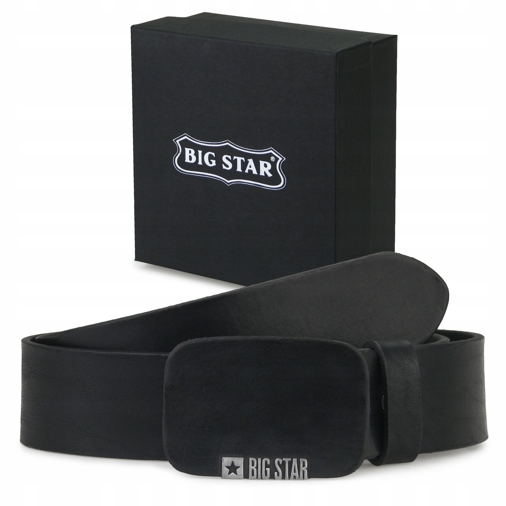 

Pasek skórzany Męski Big Star czarny + Etui 105cm