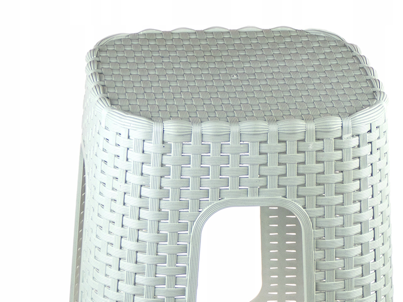 Taboret Rattan Stołek Hoker Krzesełko SZARY 90KG Głębokość mebla 36 cm