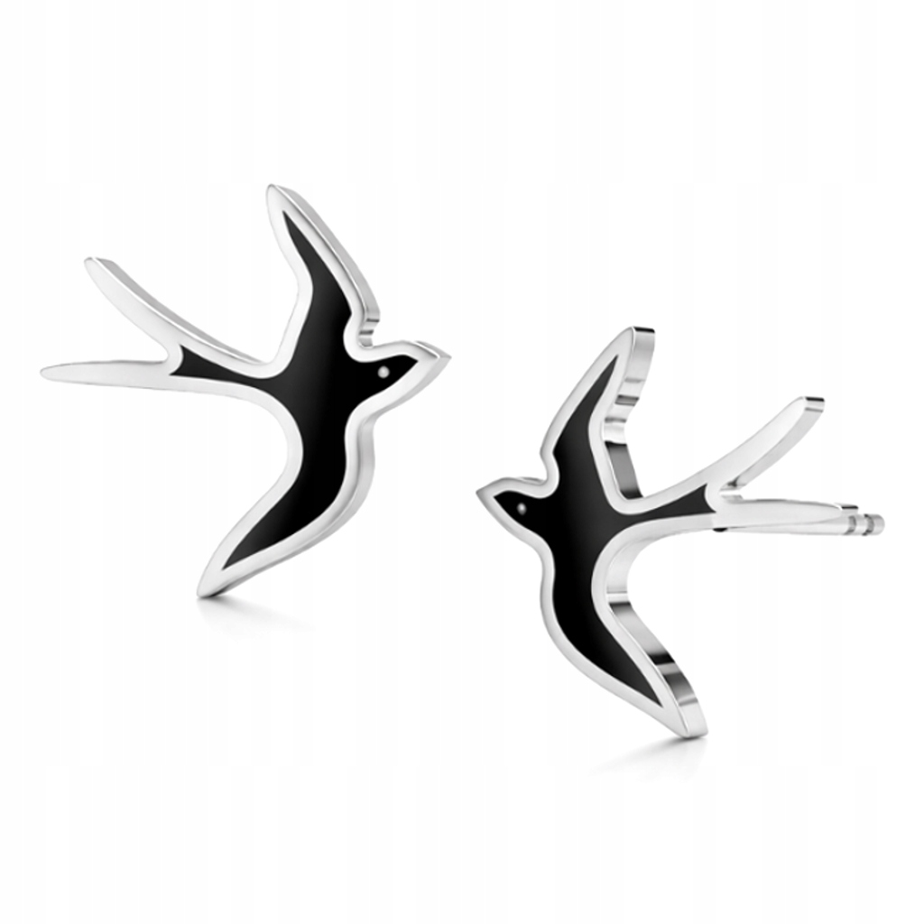 Pták Vlaštovka Vlaštovky Stříbrné náušnice na tyčkách tyčinky stříbro 925