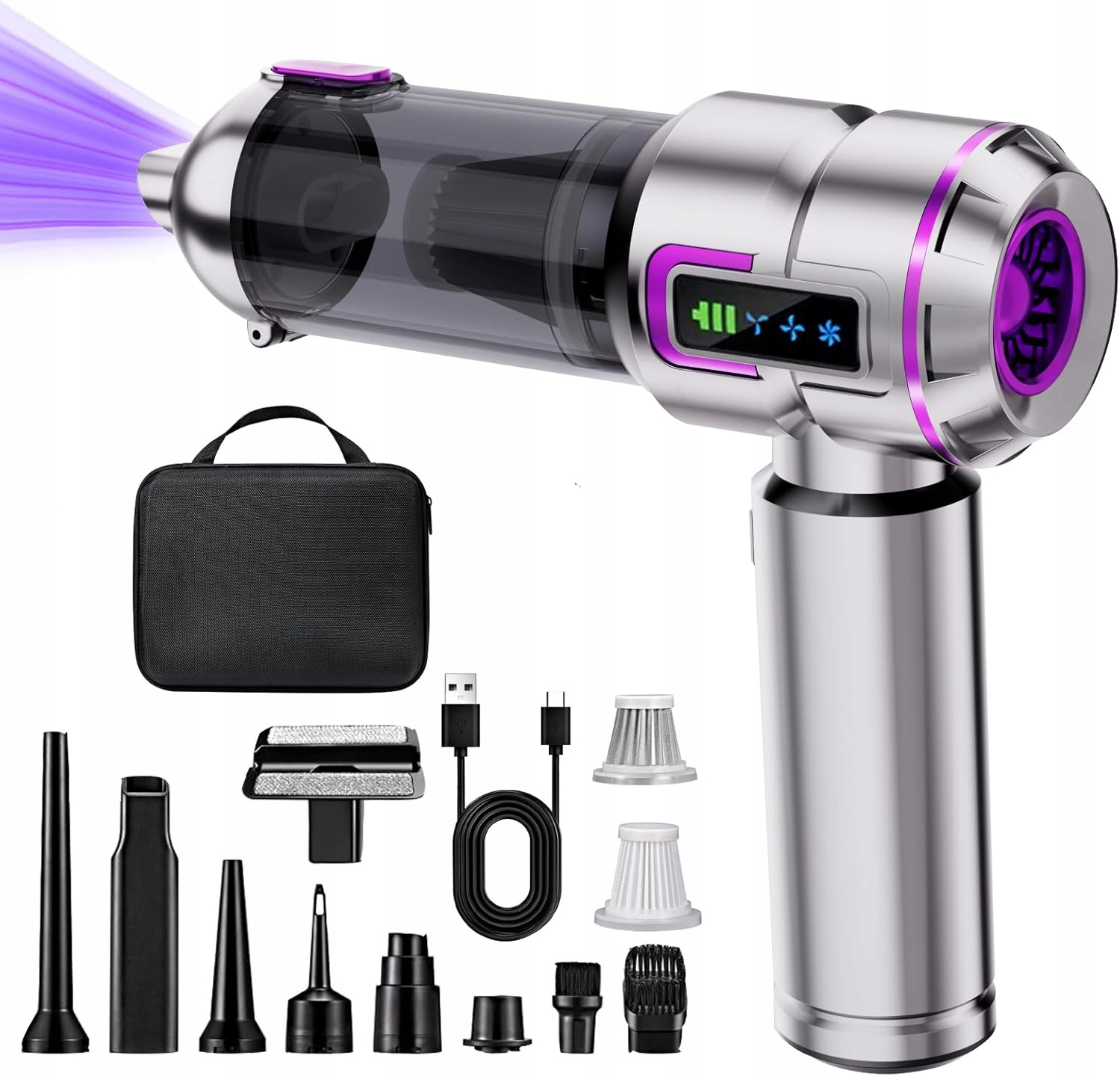 Výkonný bezdrátový vysavač 16 kPa, LCD, 3 rychlosti, 1-klik pro odstranění prachu