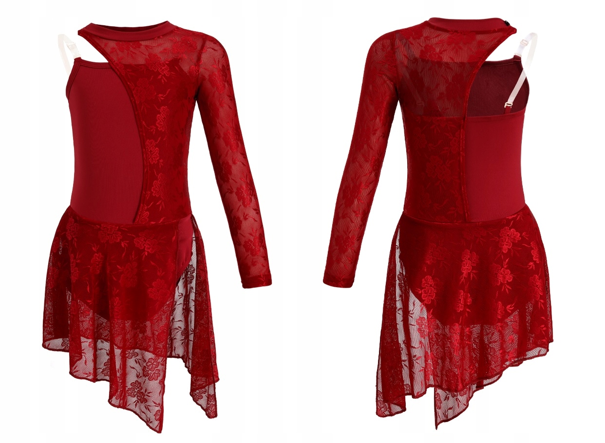 Bordové Baletní Body S Krajkovou Sukní, Taneční Baletní Oblečení Vel.