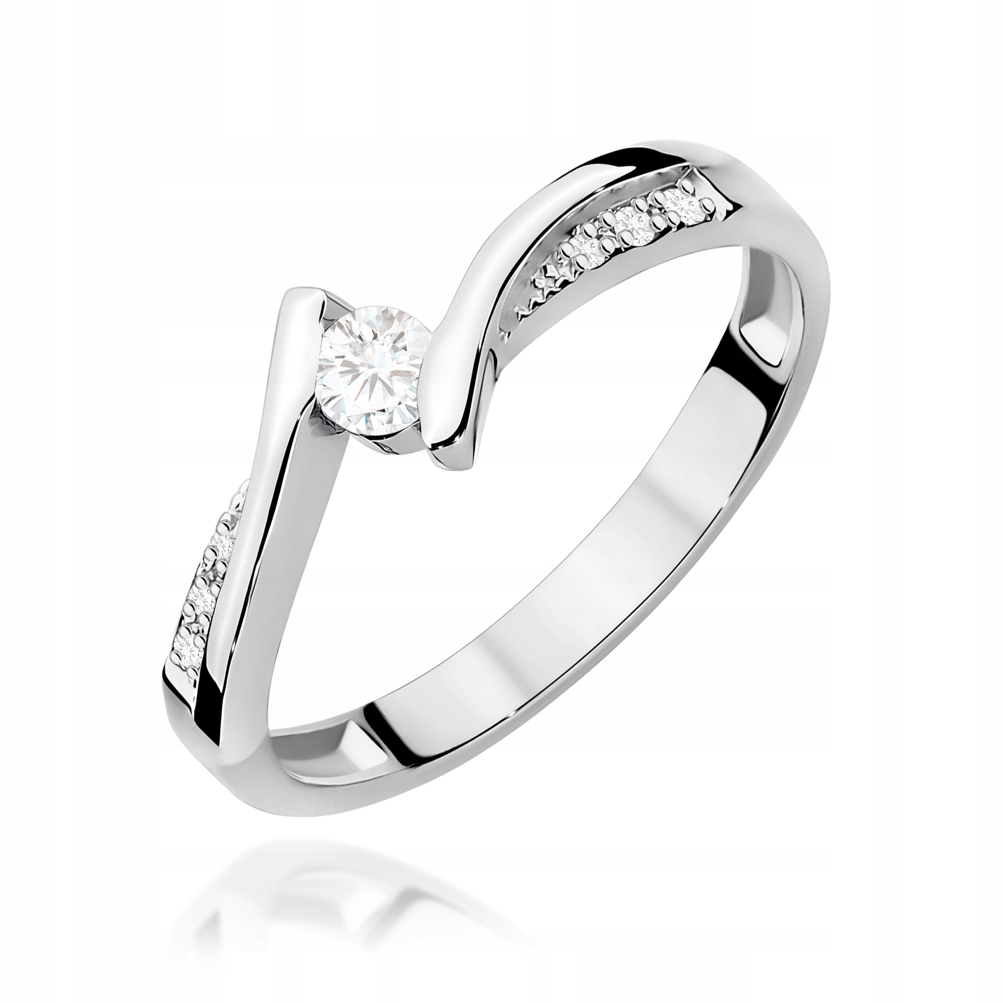 Prstýnek z bílého zlata 585 s brilianty 0,16 ct, zásnubní klasický