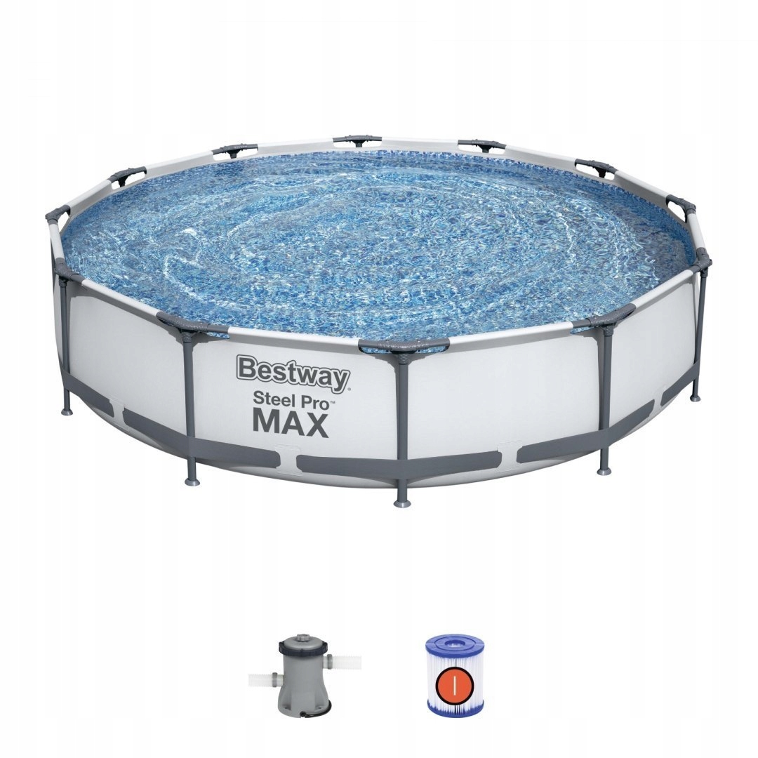 Bazén Rámový Steel Pro Max 366x76 Kulatý 12FT Bestway 3v1 Filtrační čerpadlo