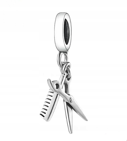CHARMS NOŻYCZKI ZAWIESZKA CHARMS FRYZJERKA CHARMS GRZEBIEŃ CHARMS SREBRO