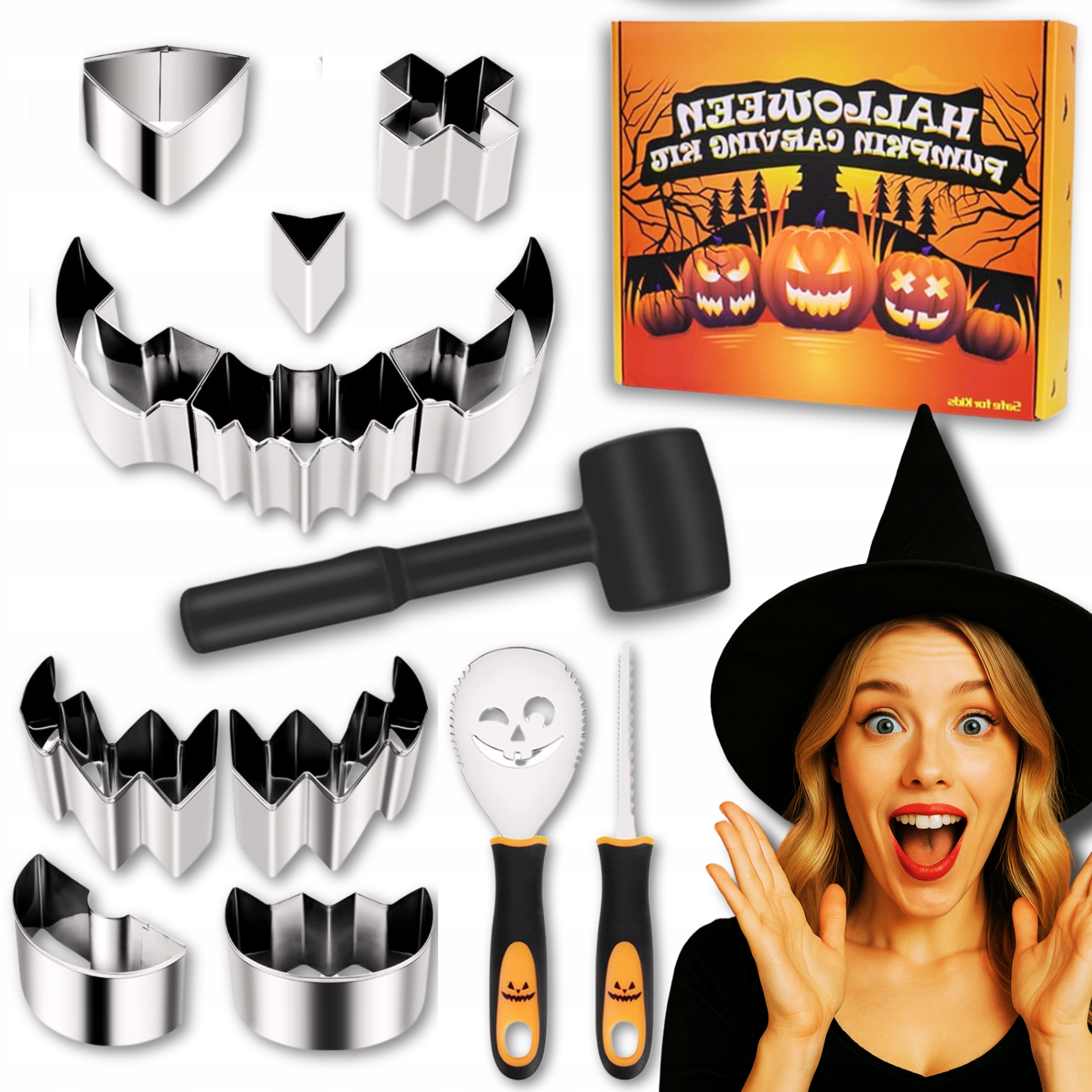 Nástroje Na Vyřezávání Dýní Formičky Halloween Velká Sada 13 ks