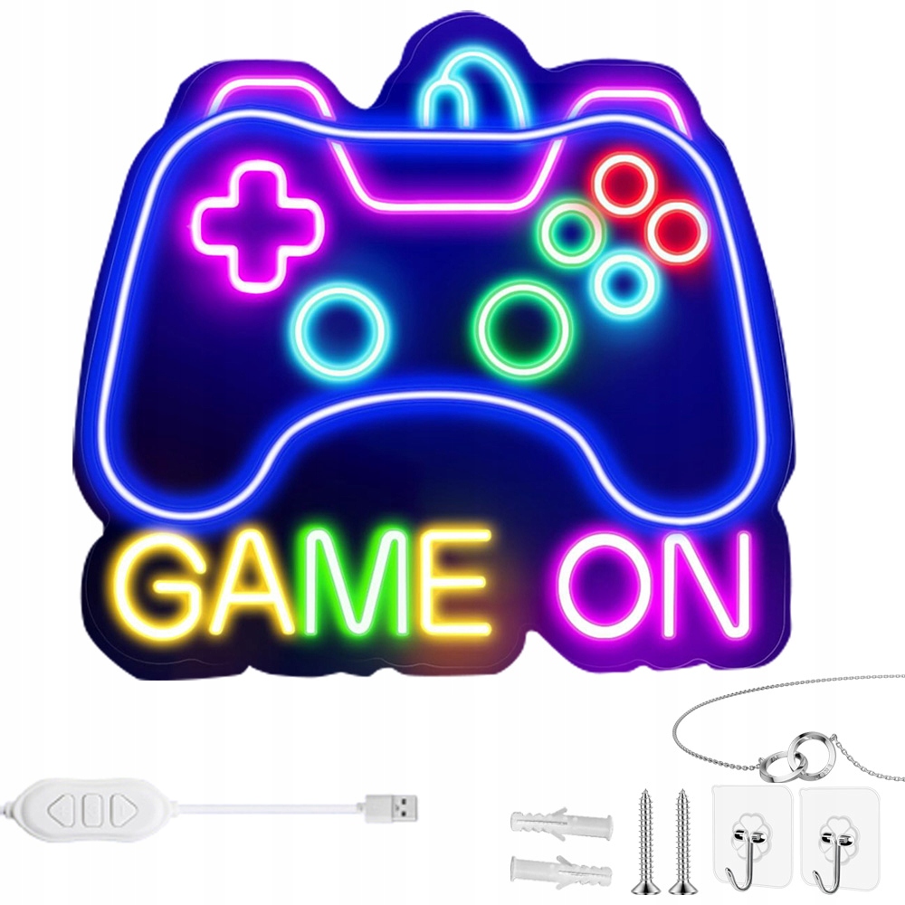 Gameon Neon Led Game Room Barva Usb Lampa Na Zeď Hráčský Pokoj Dekorace