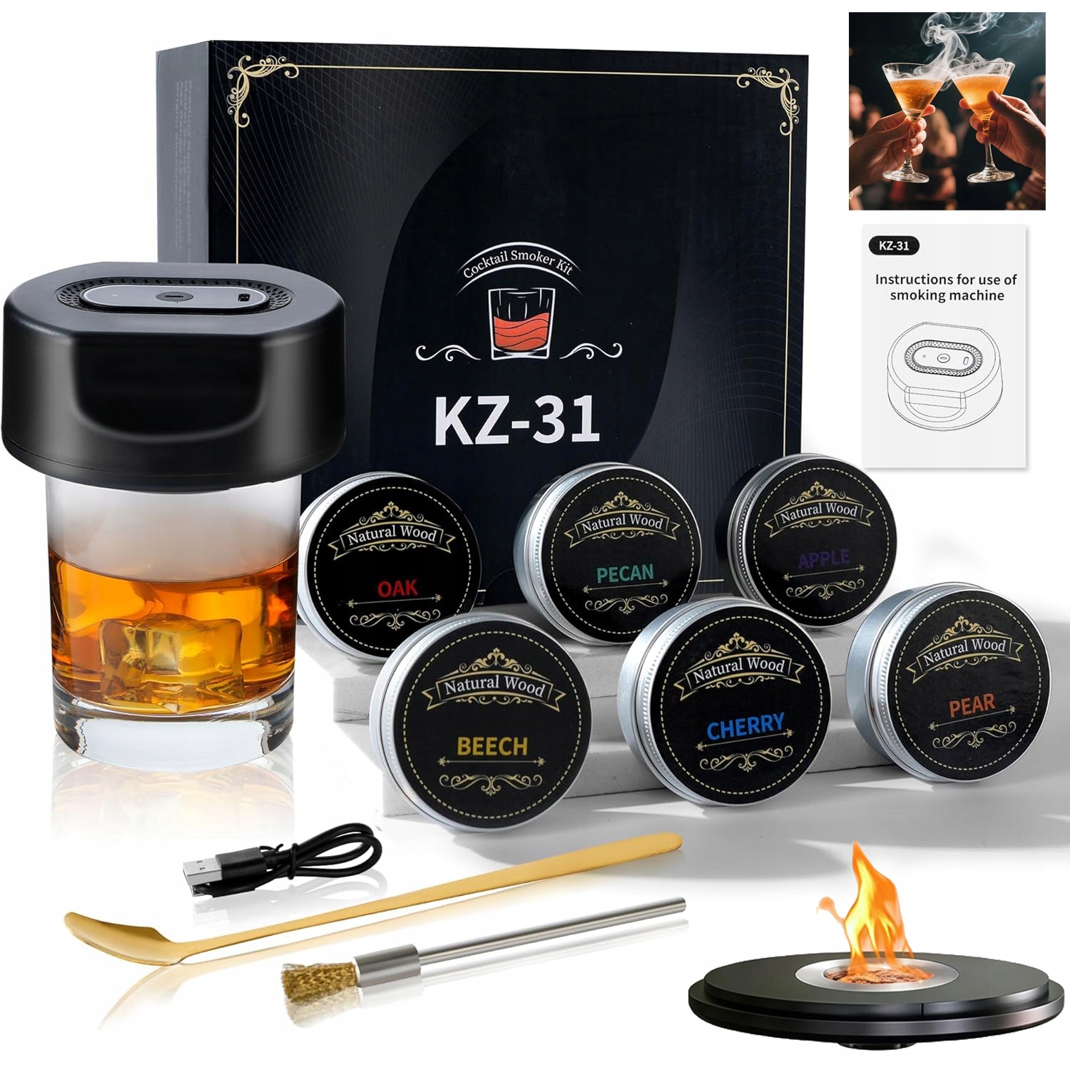 Sada Na Uzení Whisky Smoker Dárek Pro Přítele Vysoká Kvalita Černá