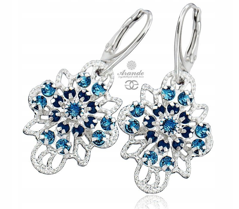 Krystaly Svatba Náušnice Aqua Venue Stříbro