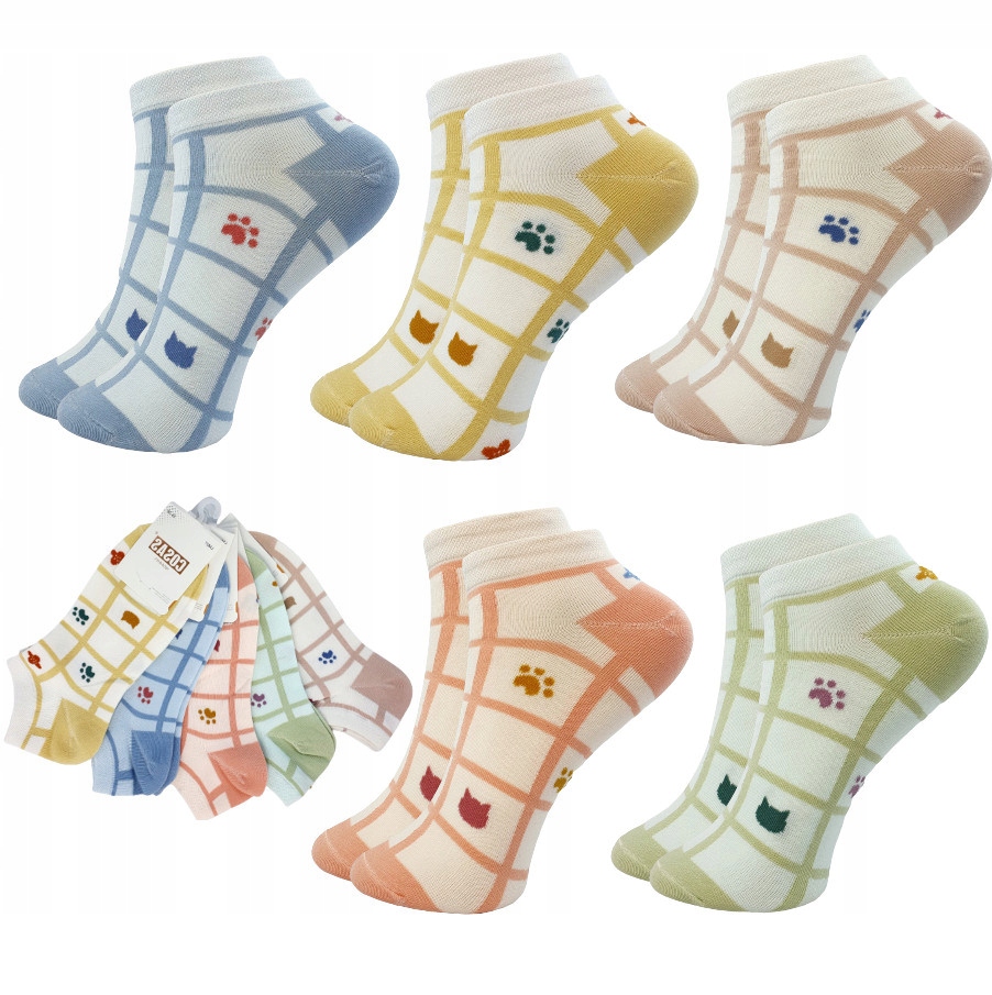 

5PAR Stopki Damskie Kolorowe Bawełna Premium Socks