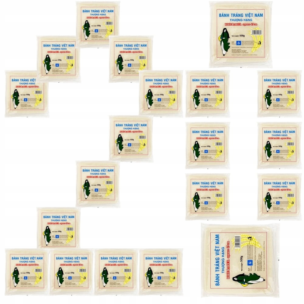 Levně 20 x Čtvercový rýžový papír na jarní závitky Spring Rolls 19 Cm 500 g