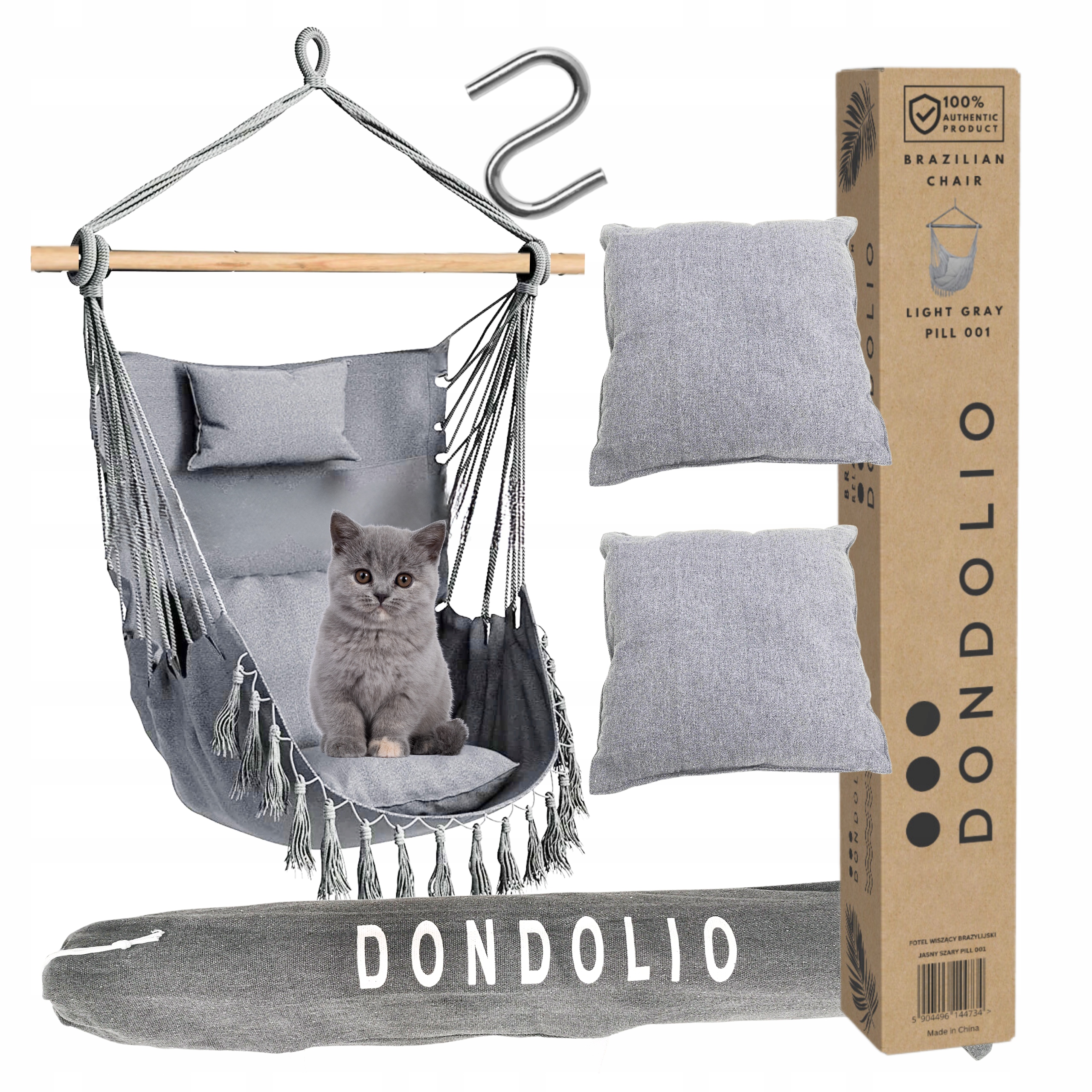 Huśtawka Fotel Wiszący Krzesło Brazylijskie Hamak 3 poduszki Pokrowiec