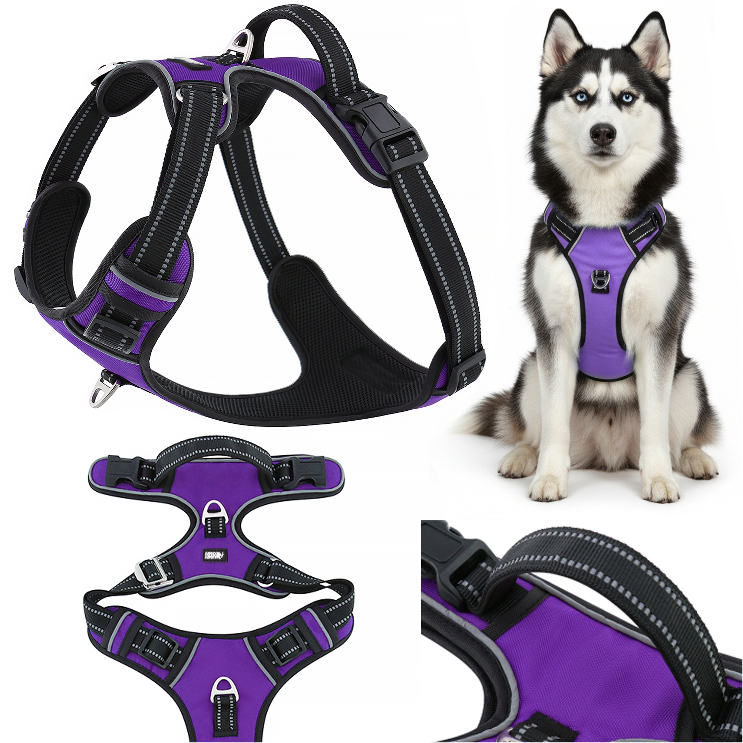 Szelki dla psa dużego easy walk guard regulowane mocne Huggy Doggy border L