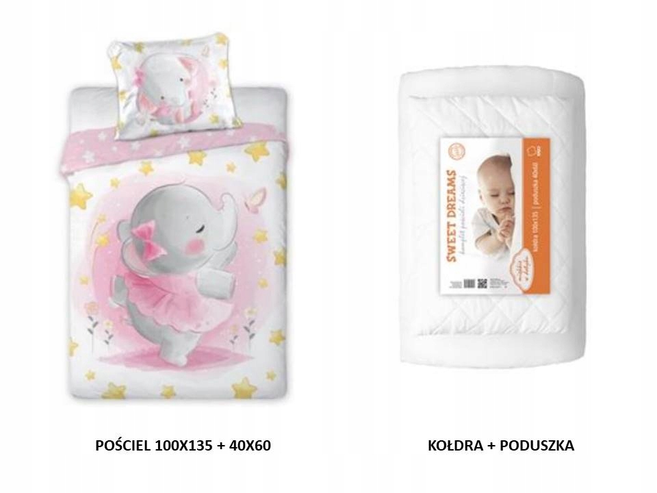

Pościel Słoń 100x135 +Kołdra z Poduszką Bawełna