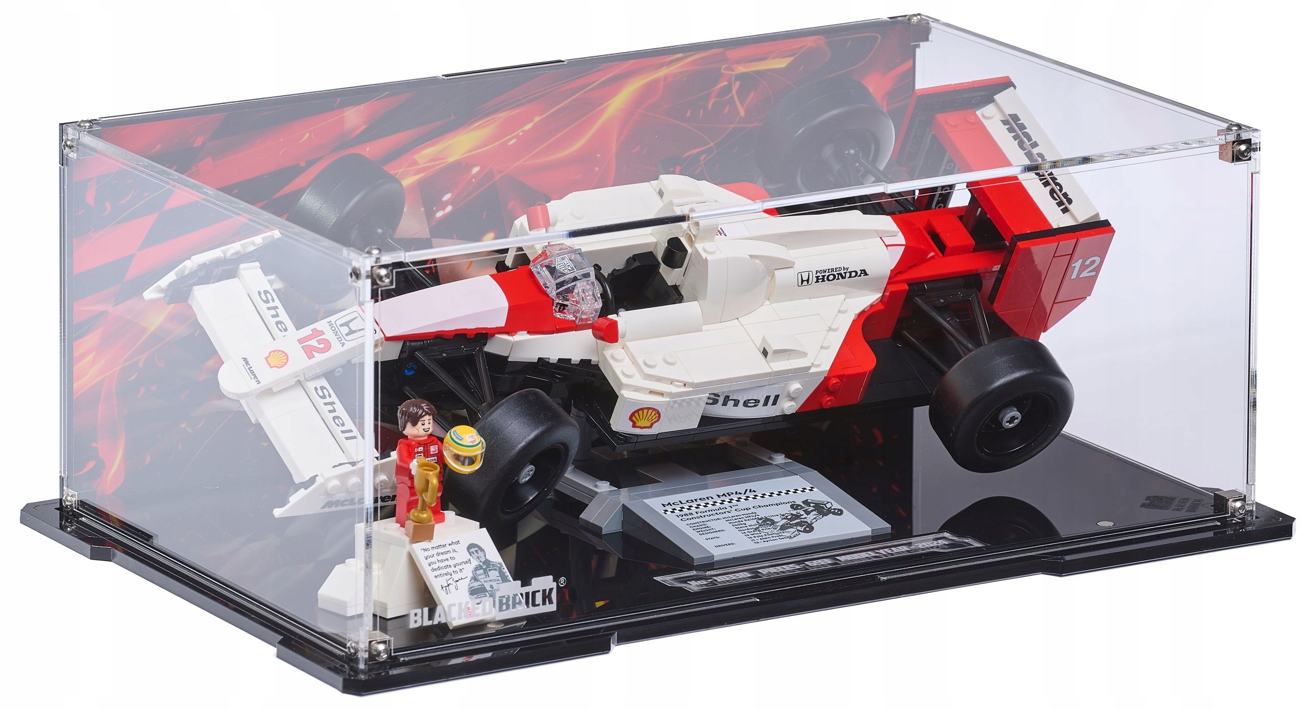 Vitrína s pozadím Blacked Brick pre Lego 10330 Icons McLaren MP4/4 Ayrton Senna