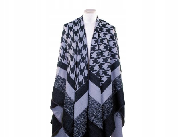 CIEPŁE PONCZO KOC NARZUTKA OTULACZ PEPITKA - 03