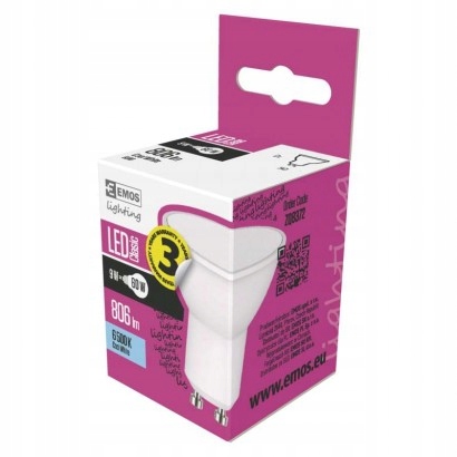 

Żarówka Led GU10 8,4W-60W zimna biel 806lm Emos Zq