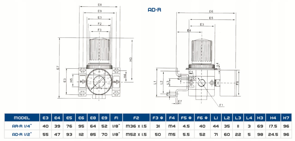 Reduktor Powietrza Ciśnienia 1/2 16 BAR 3125.5 Marka Adler