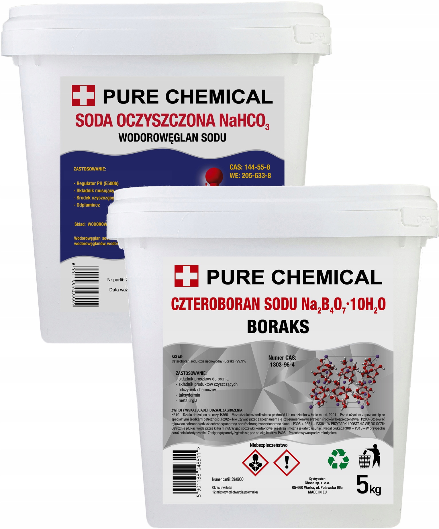 Levně Jedlá Soda Borax Hydrogenuhličitan Sodný A Tetraboritan Sodný 2x 5 kg