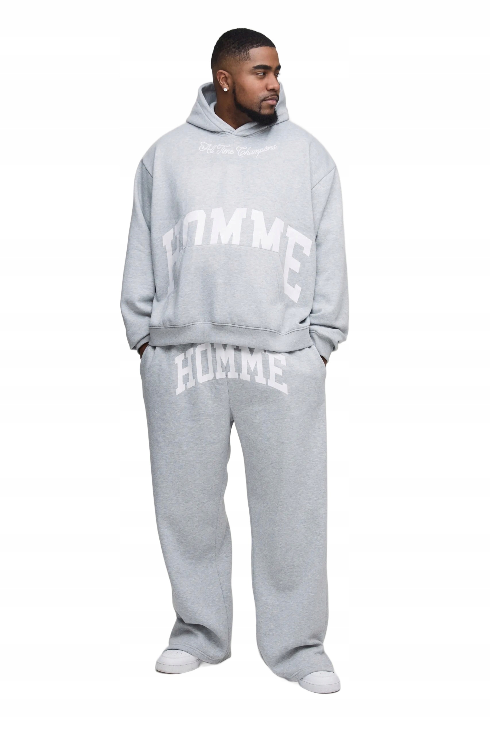 Boohooman Šedý Teplákovka Pánský Komplet S Potiskem Homme Plus Size XXL Z3A