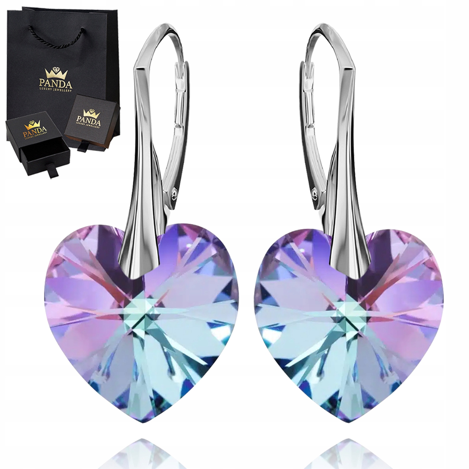 Stříbrné Náušnice pro ženy s krystaly, Dárek ke dni Svatba Valentýna 925