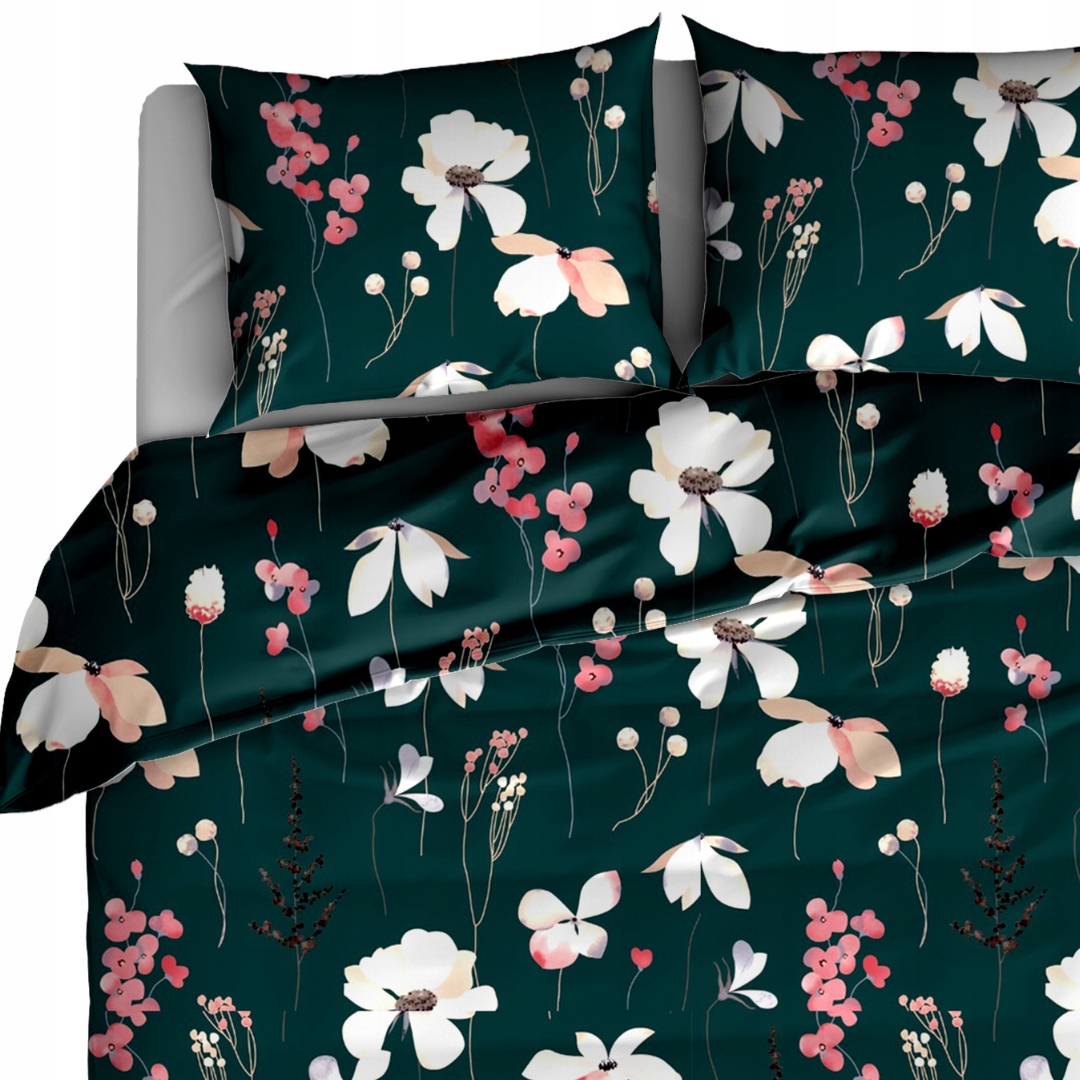 Komplet Pościeli 220x200+2x70/80 z Bawełny 100% Kwiaty butelka El-tex
