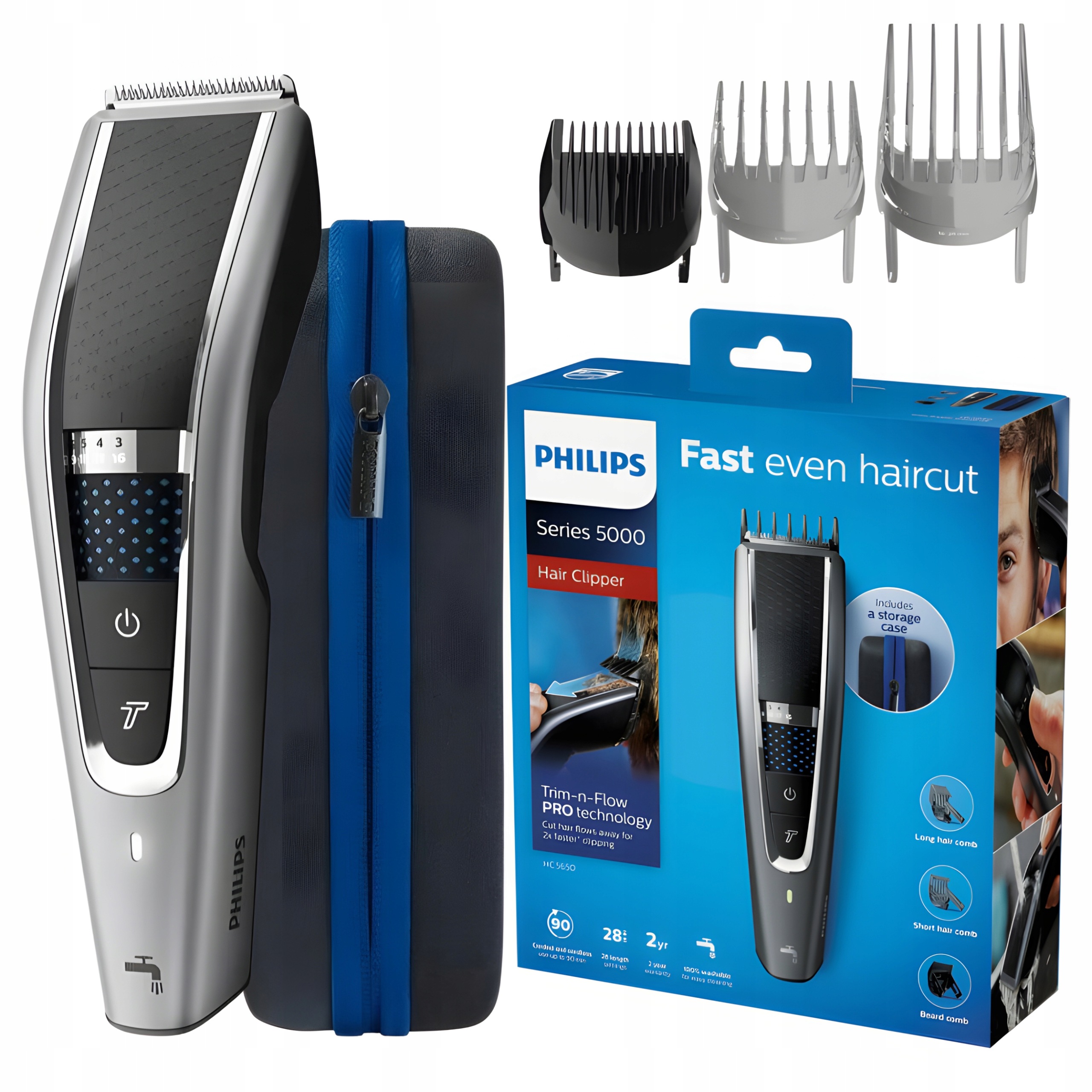 Strojek Philips HC5650/15 Series 5000 Trim-n-Flow 28 nastavení 90 minut pouzdro