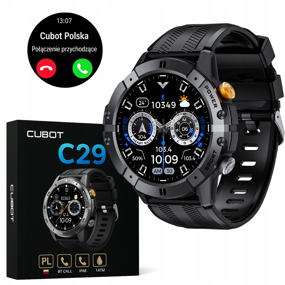Smartwatch Zegarek Męski Cubot C29 Rozmowy Pancerny Wodoodporny Menu Pl