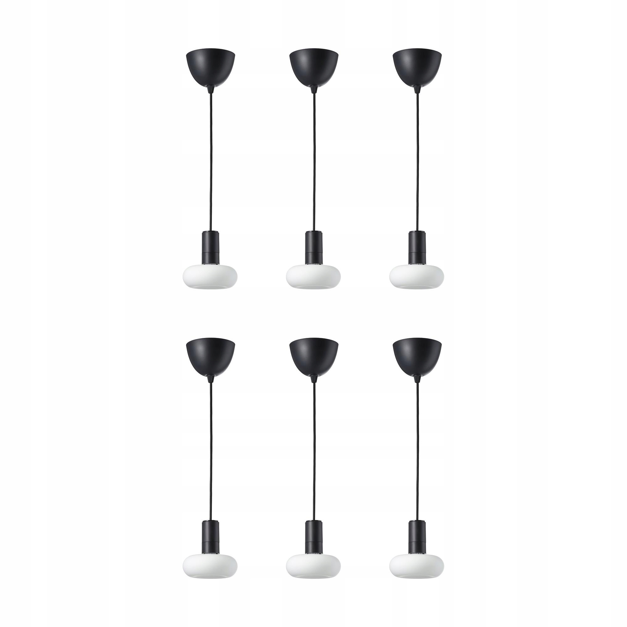 6 szt. Lampa wisząca Led czarna pierścień 2400K 120lm
