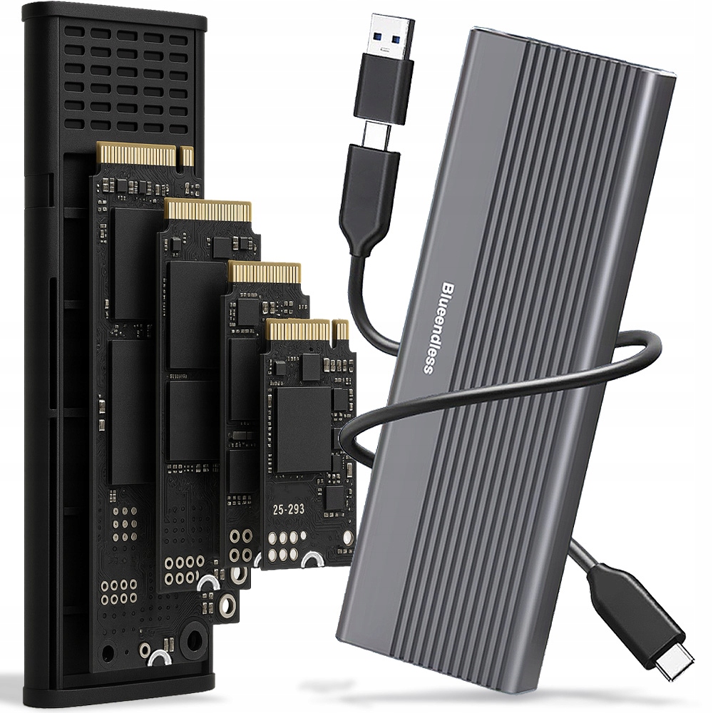 OBUDOWA ADAPTER NA DYSK SSD M2 NVME PCIE 2W1 USB 3.0 USB-C 3.1 KIESZEŃ M.2
