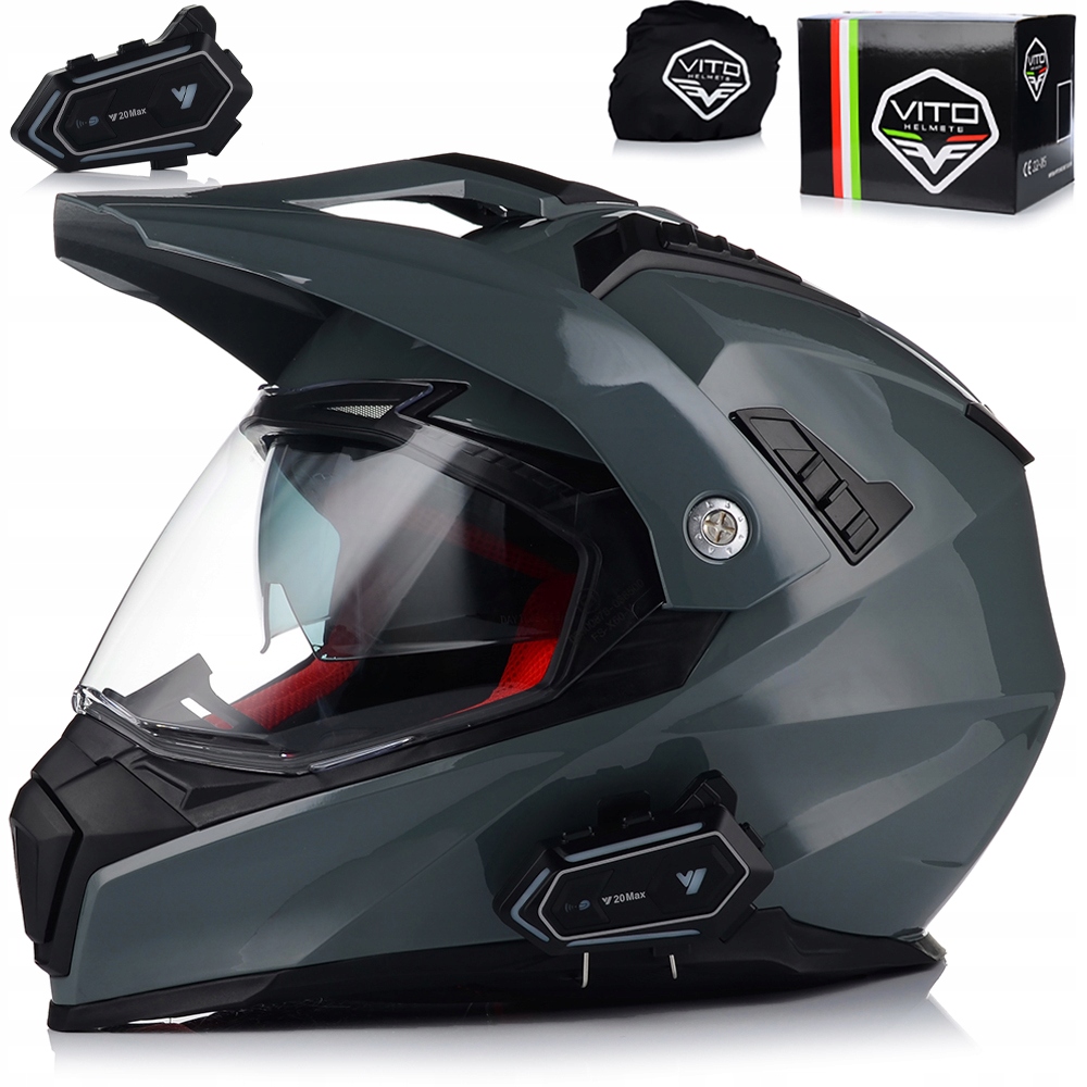 Motocyklová Prilba Vito Molino Grey Enduro Cross Štvorkolka Atv Interkom Blenda