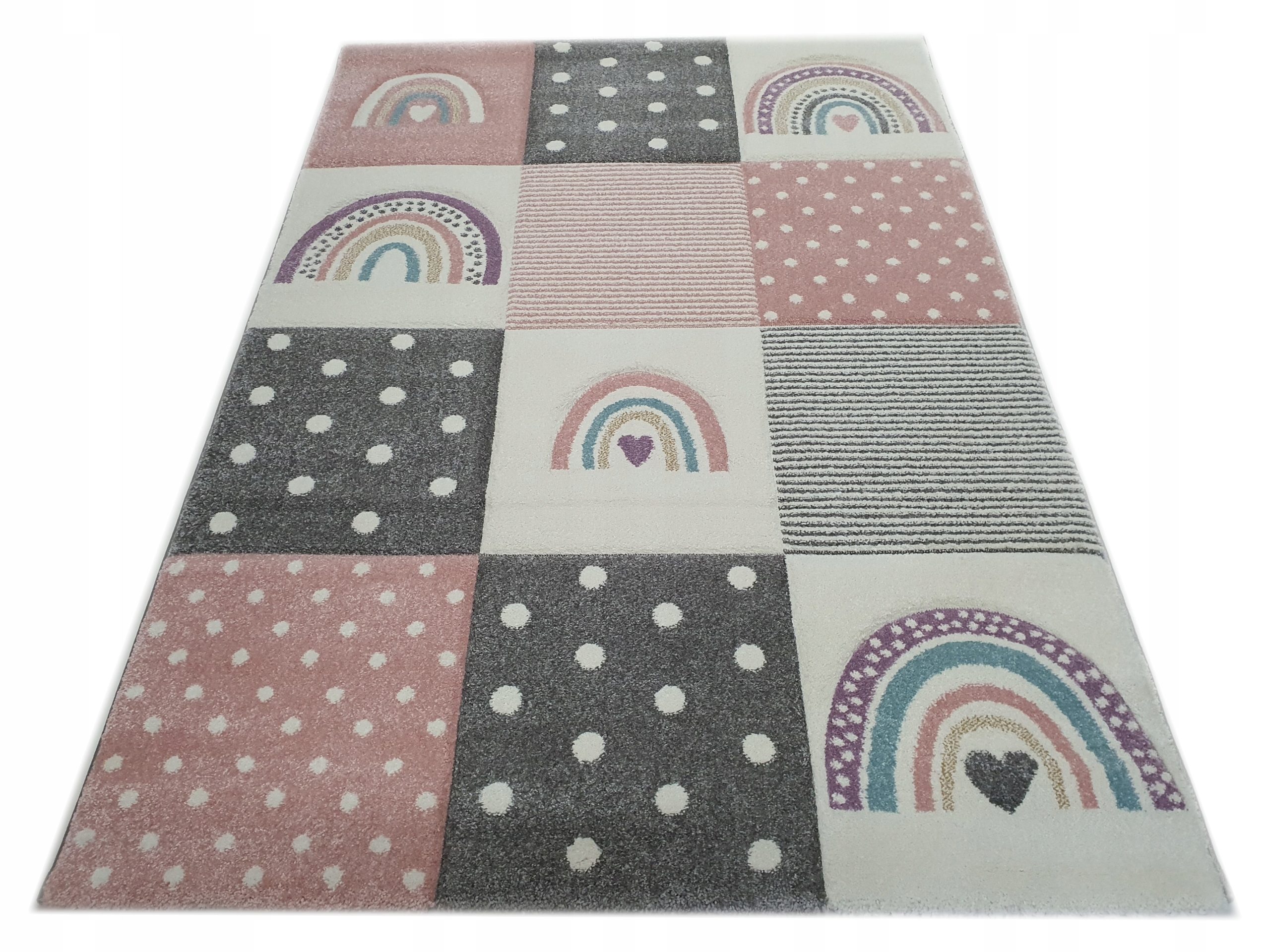 

Dywan Diamond 3D 80x150 tęcza szary łuki różowy
