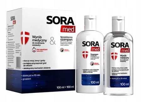 

Sora Med Zestaw płyn 100ml szampon na wszy 100ml