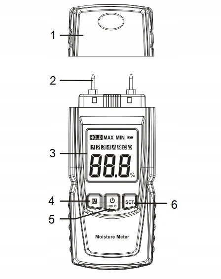 WILGOTNOŚCIOMIERZ MIERNIK WILGOTNOŚCI UNIWERSALNY Szerokość 55 mm