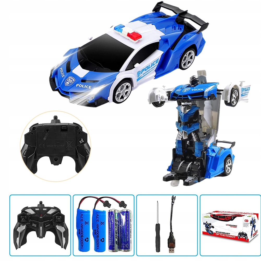 AUTO ROBOT TRANSFORMUJĄCY SAMOCHÓD 2w1 NA PILOT Skala 1:18