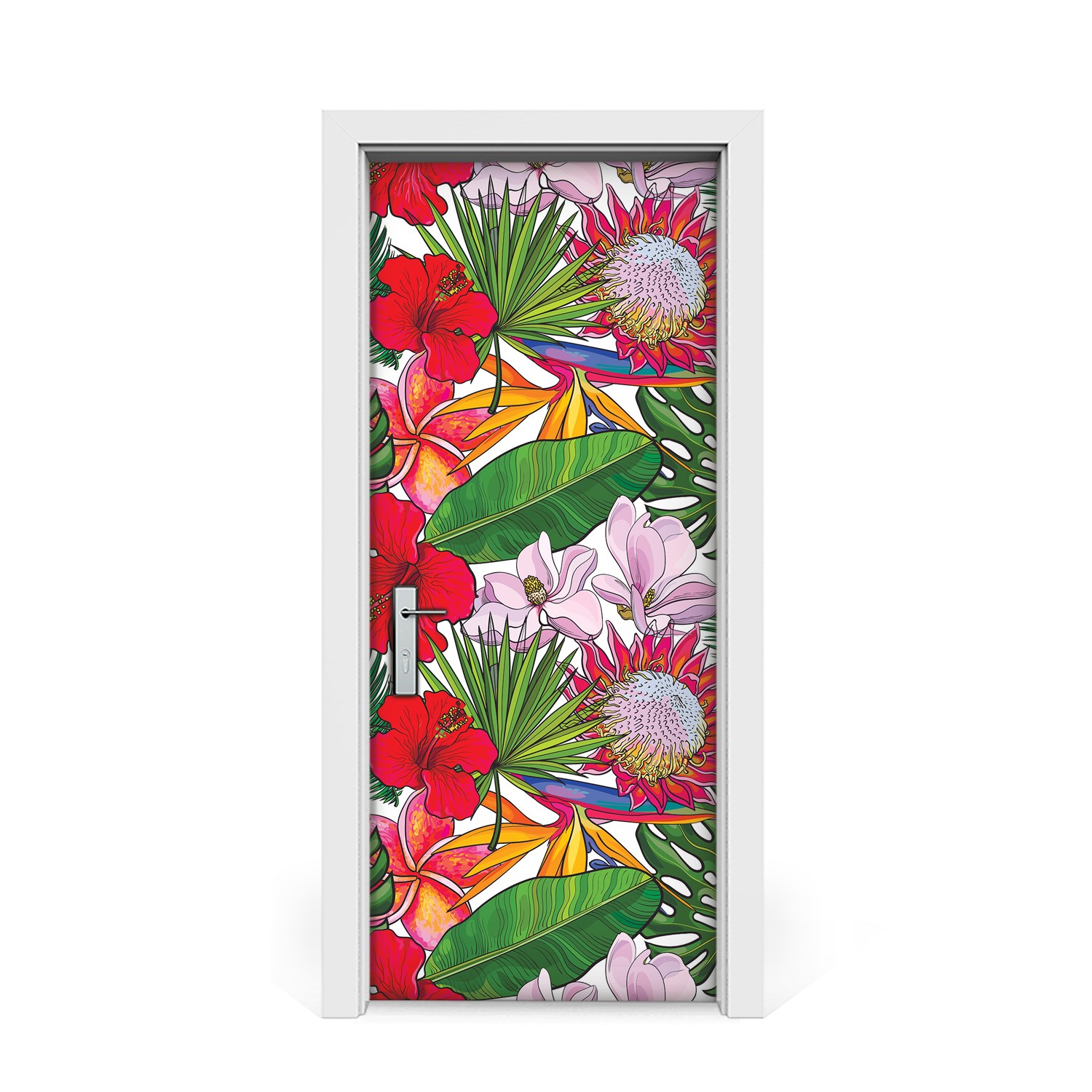 

Naklejka na drzwi Kolorowe kwiaty i liście 85x205