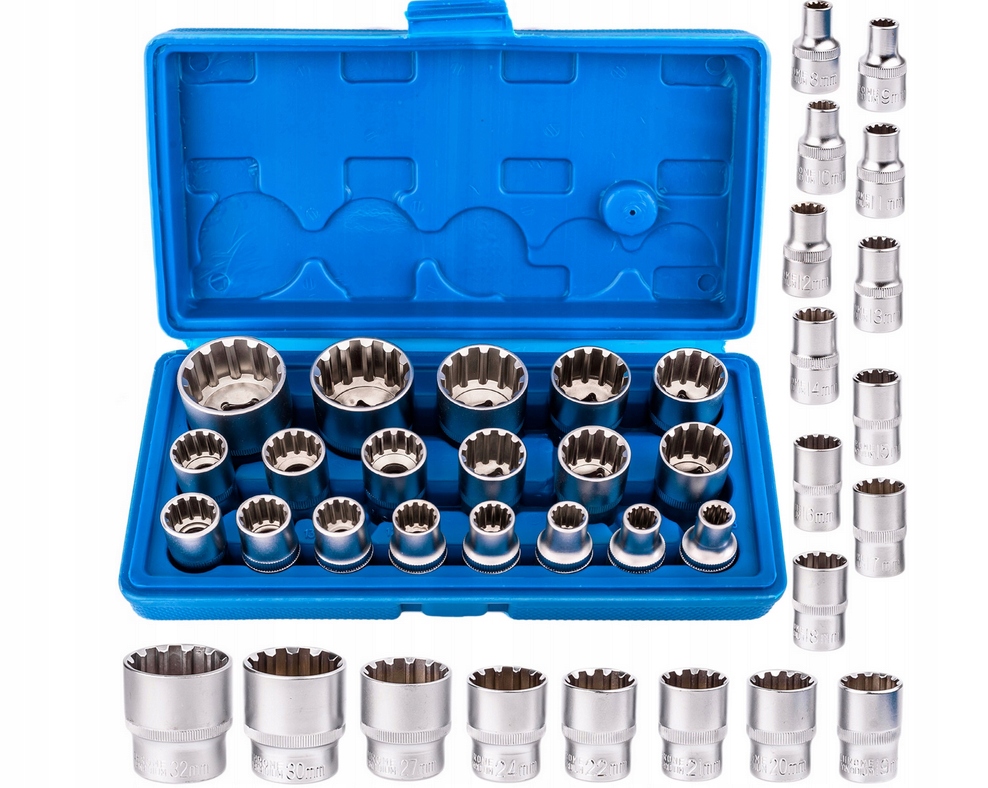 SADA ZÁSUVEK SPLINE 1/2" SADA 19 KS.