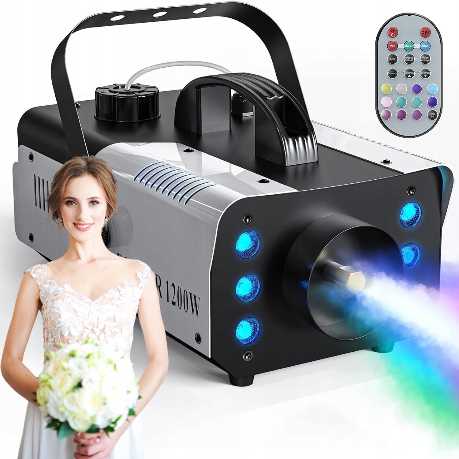 Výrobník Kouře S Efektem 6 Led Rgb 1200W S Ovladače