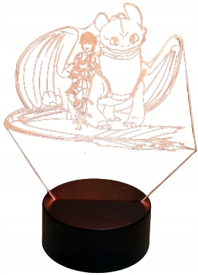 

Lampka Nocna 3D Led Smok Szczerbatek Multikolor
