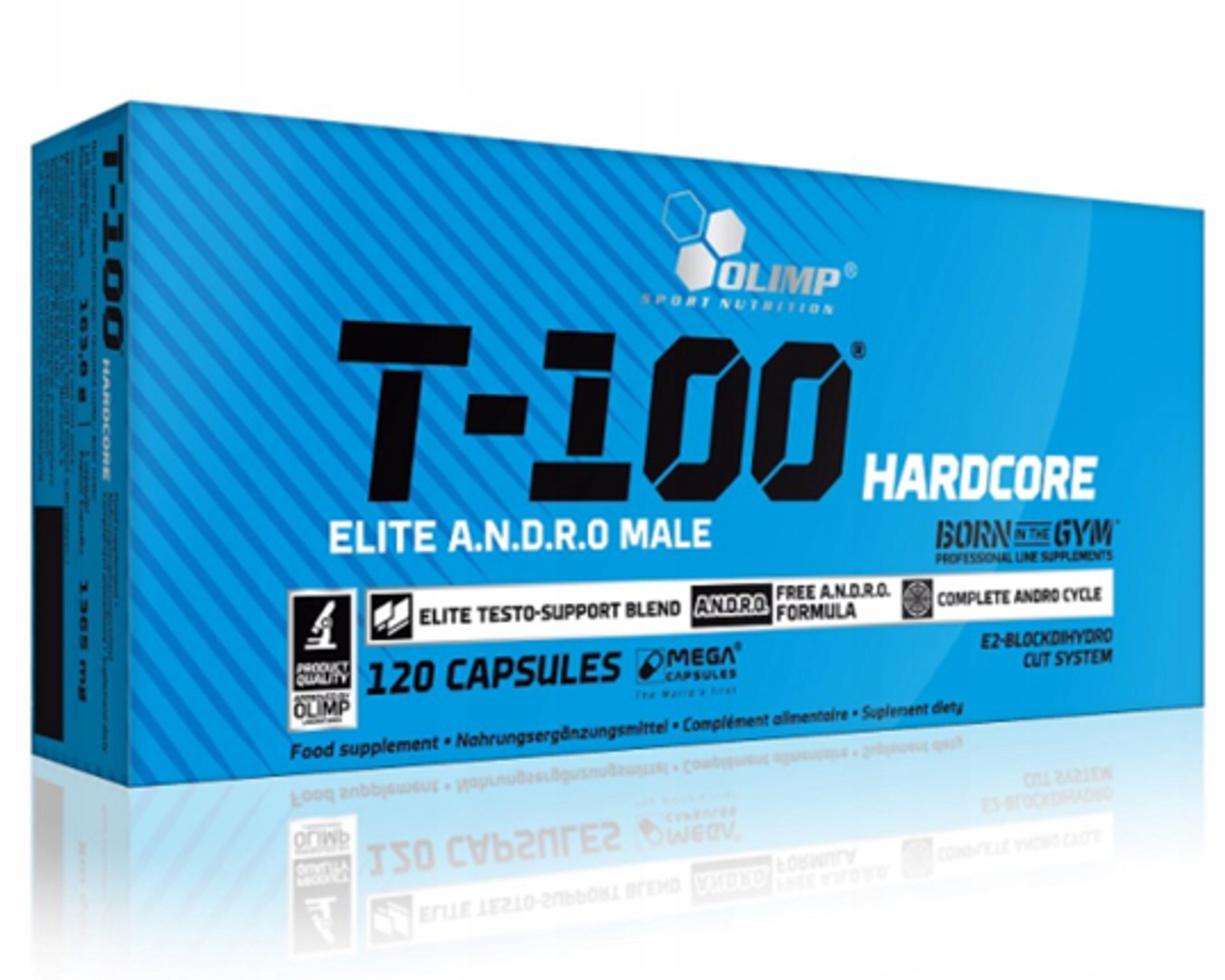 Olimp T-100 Hardcore 60 kapslí Booster Testosteronu Síla Hmotnost 2 blistry
