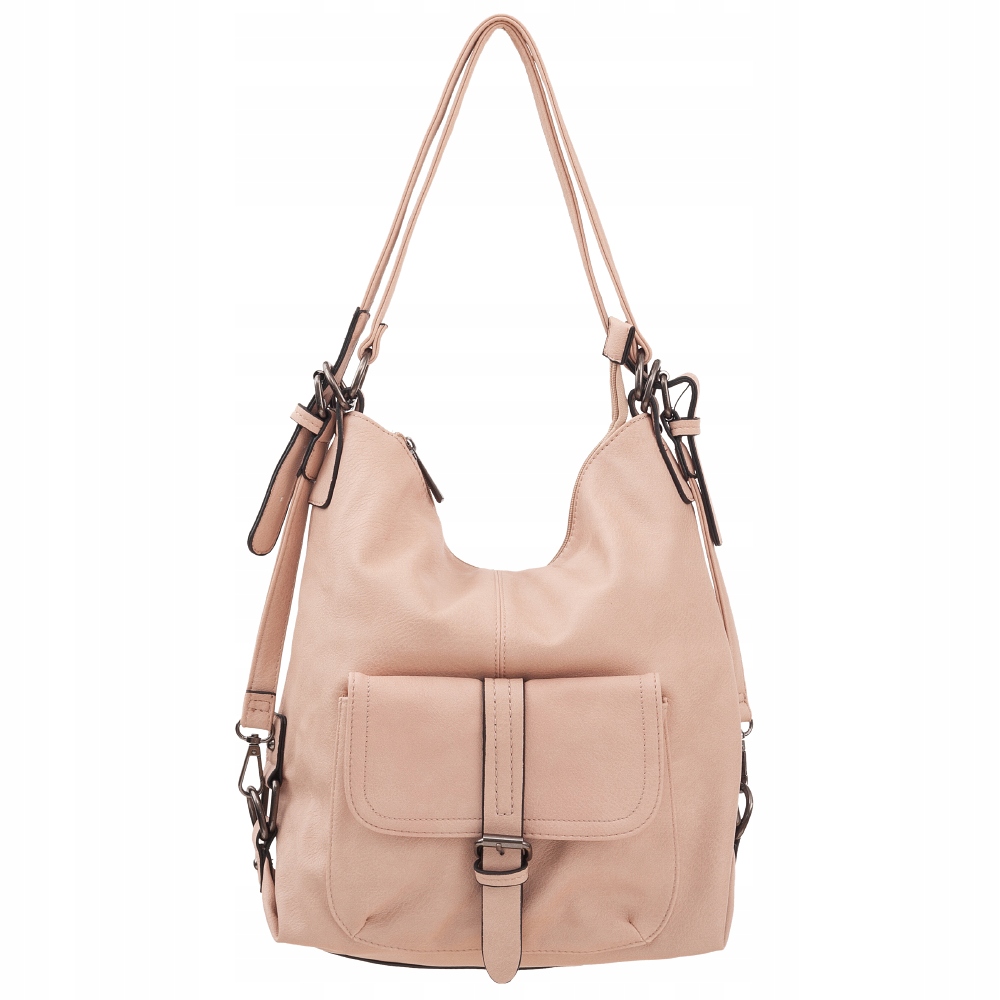 Gallantry Paris Pudrowy Róż Torebka Plecak Różowa Torba Skóra 2w1