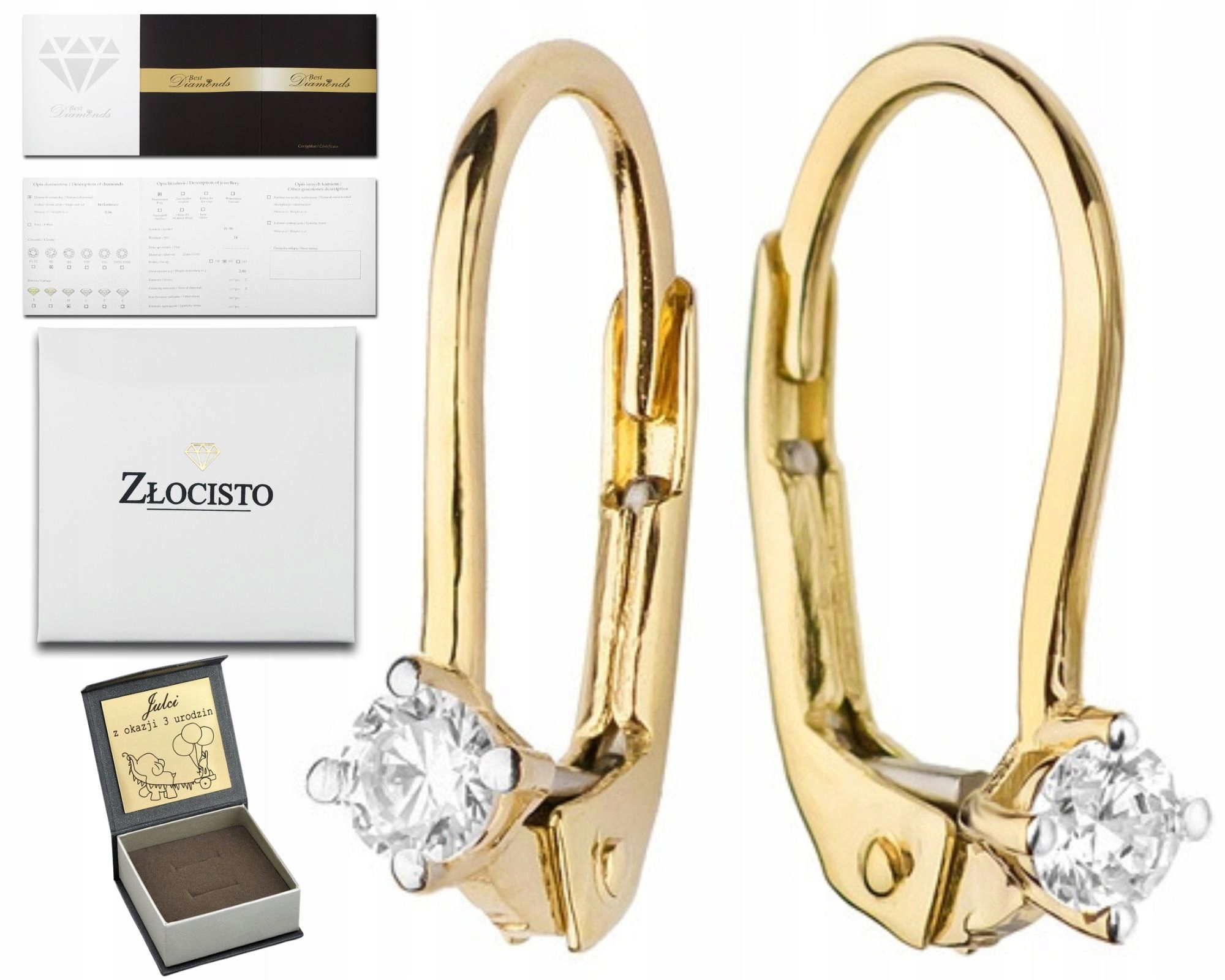 Zlaté Náušnice S Diamanty Na Anglickém Zapínání